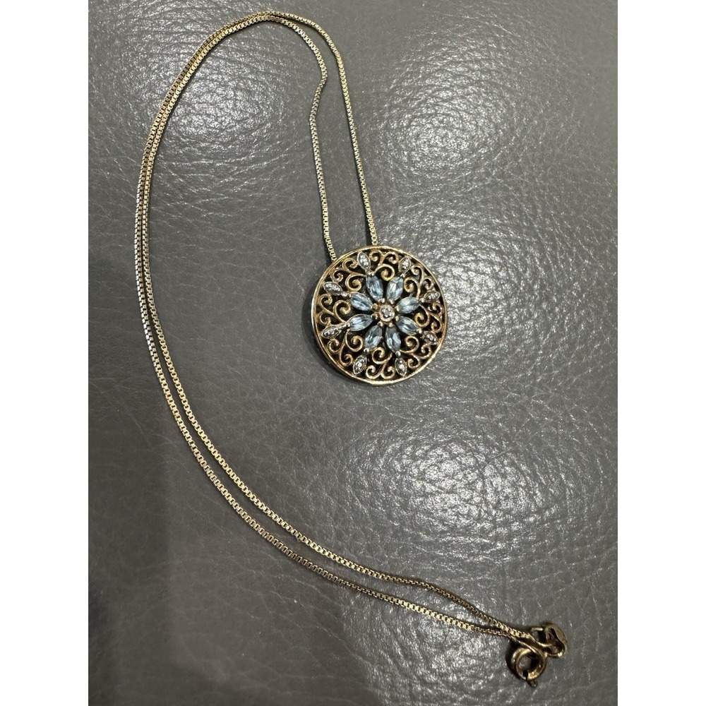 Sterling Silver Gold Plated Topaz Pendant Necklace